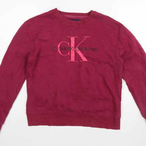 Calvin Klein Jeans Women’s Red Cotton Pullover Sweatshirt Size M