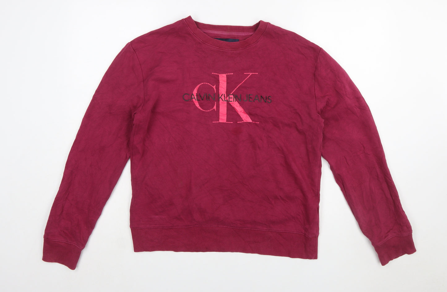 Calvin Klein Jeans Women’s Red Cotton Pullover Sweatshirt Size M