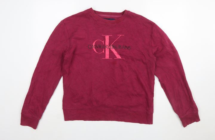 Calvin Klein Jeans Women’s Red Cotton Pullover Sweatshirt Size M