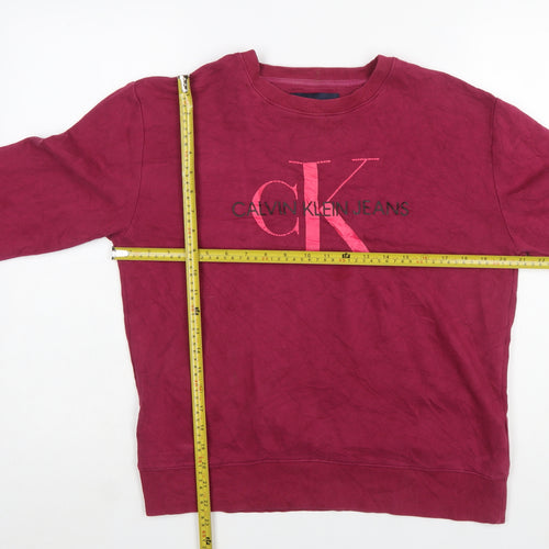 Calvin Klein Jeans Women’s Red Cotton Pullover Sweatshirt Size M