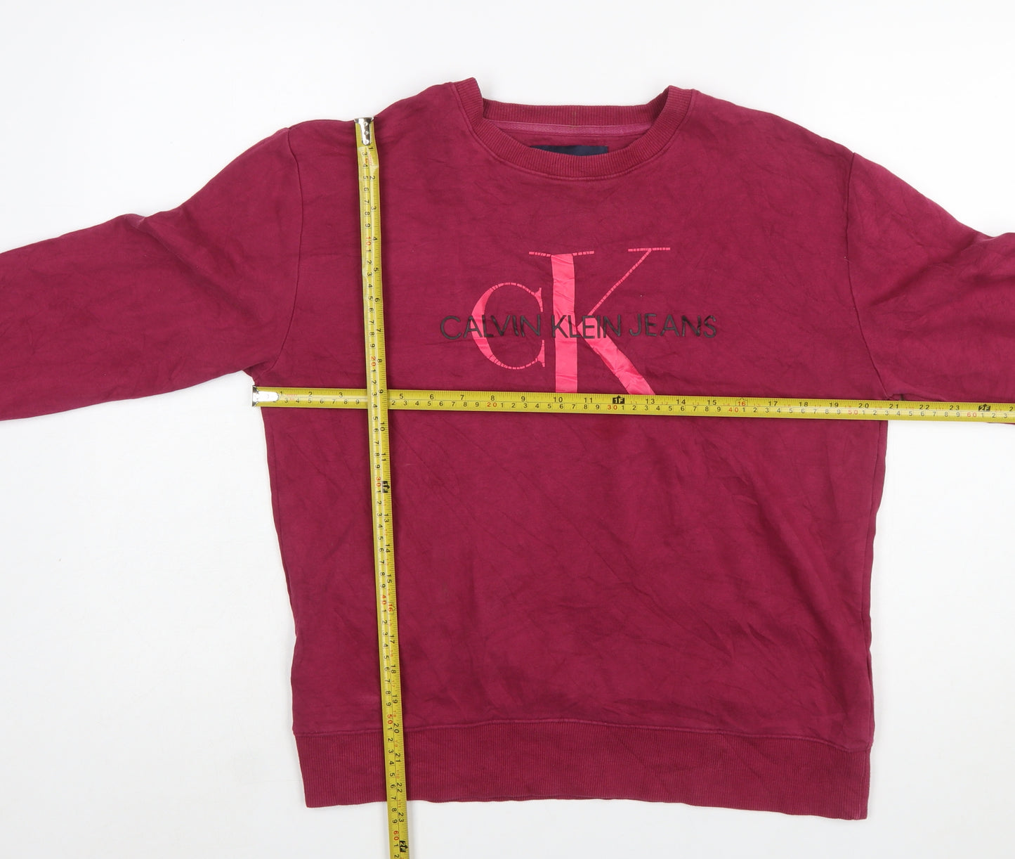 Calvin Klein Jeans Women’s Red Cotton Pullover Sweatshirt Size M
