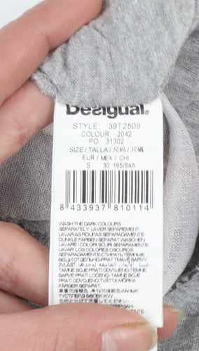 Desigual Womens Grey Floral Print Short Sleeve T-Shirt Size S
