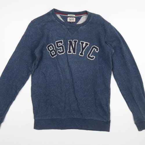 Tommy Hilfiger Men’s Blue Logo Sweatshirt Size S Crew Neck Pullover