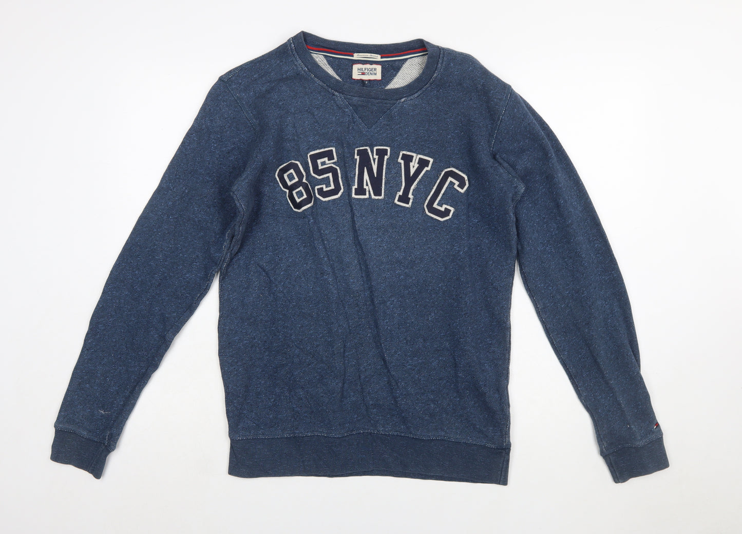 Tommy Hilfiger Men’s Blue Logo Sweatshirt Size S Crew Neck Pullover