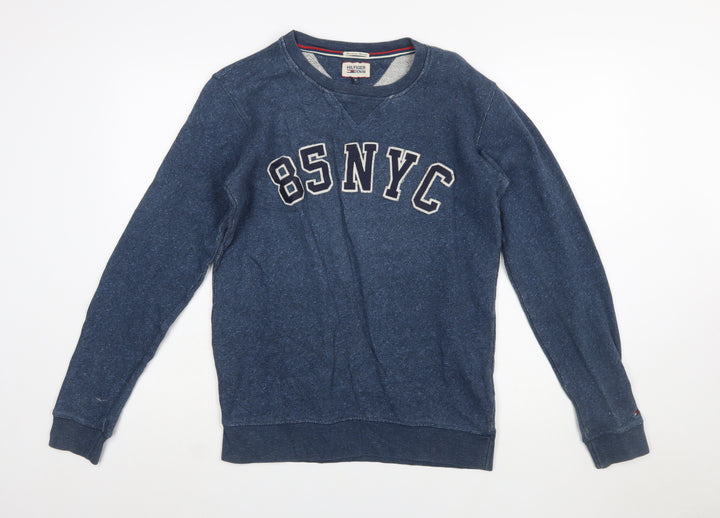 Tommy Hilfiger Men’s Blue Logo Sweatshirt Size S Crew Neck Pullover
