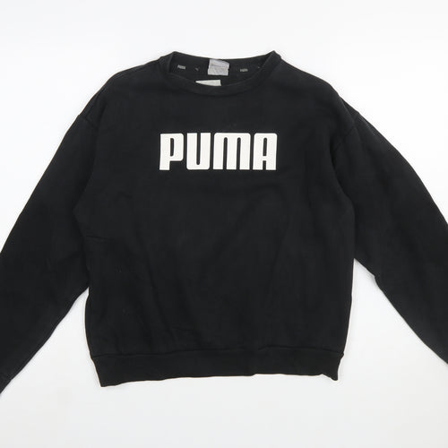 Puma Women's Black Logo Crew Neck Pullover Sweatshirt Size 10