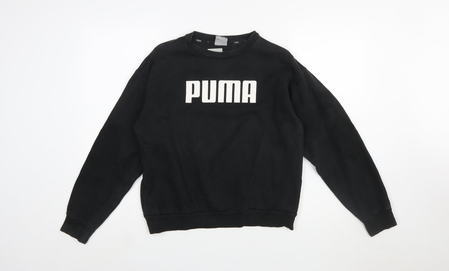 Puma Women's Black Logo Crew Neck Pullover Sweatshirt Size 10