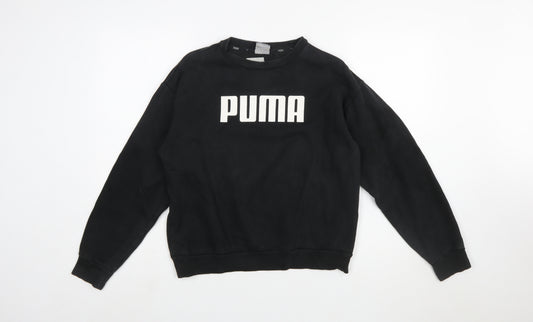 Puma Women's Black Logo Crew Neck Pullover Sweatshirt Size 10