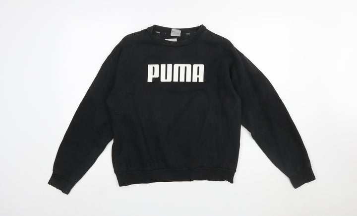 Puma Women's Black Logo Crew Neck Pullover Sweatshirt Size 10
