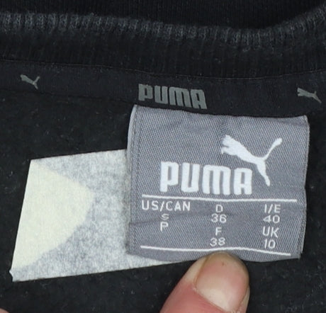 Puma Women's Black Logo Crew Neck Pullover Sweatshirt Size 10
