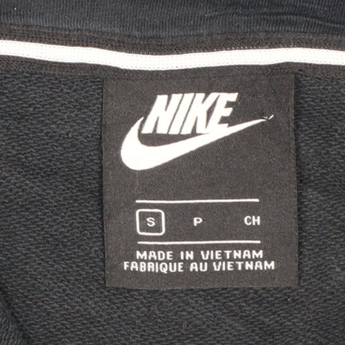 Nike Women Black Full Zip Hoodie Small Hooded Logo Tape Design