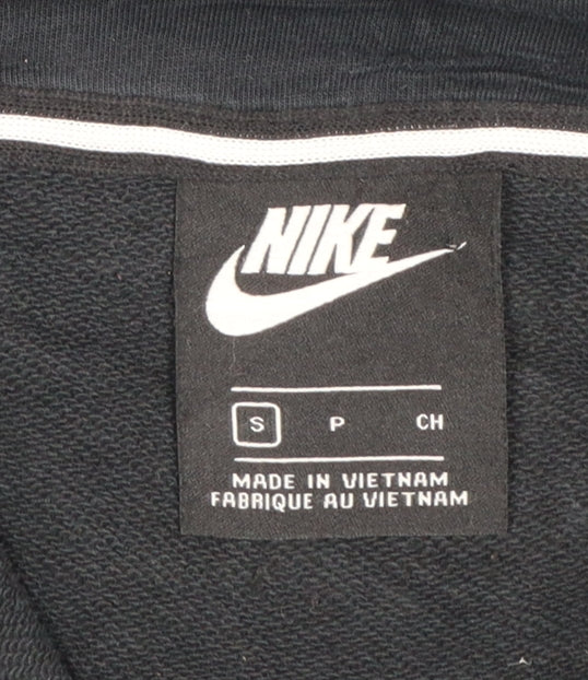 Nike Women Black Full Zip Hoodie Small Hooded Logo Tape Design