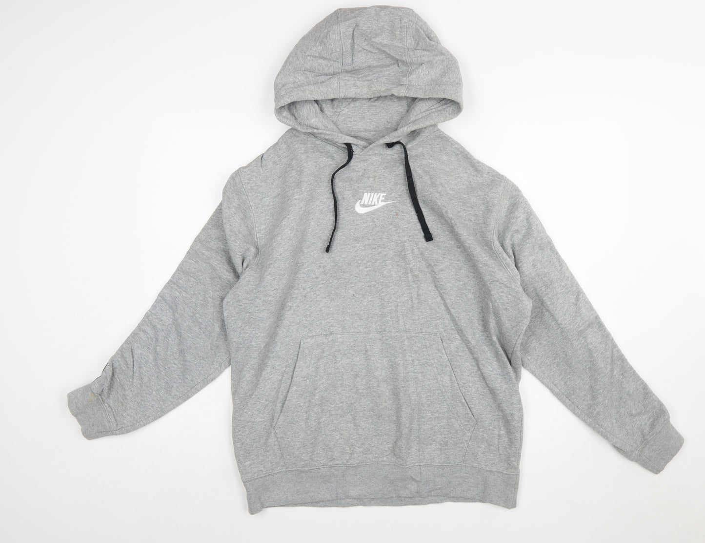 Nike Women Grey Pullover Hoodie Size M Logo Embroidered Sweatshirt