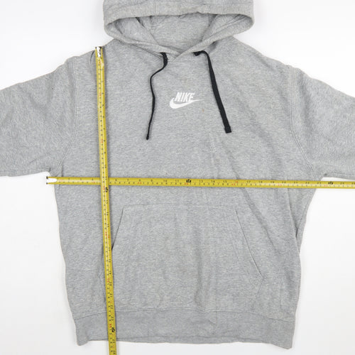 Nike Women Grey Pullover Hoodie Size M Logo Embroidered Sweatshirt