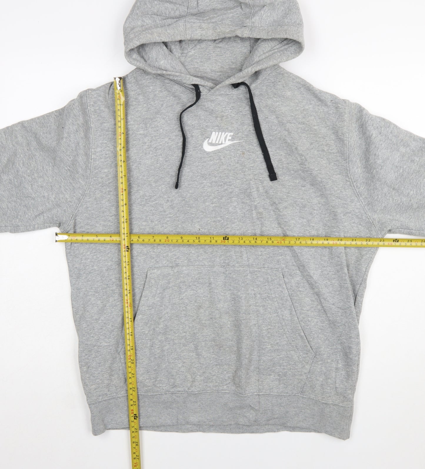 Nike Women Grey Pullover Hoodie Size M Logo Embroidered Sweatshirt