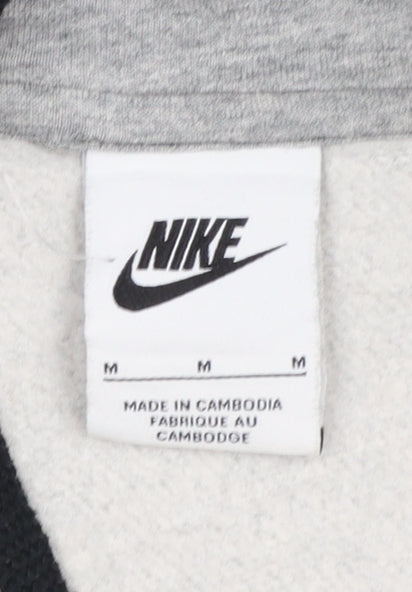 Nike Women Grey Pullover Hoodie Size M Logo Embroidered Sweatshirt