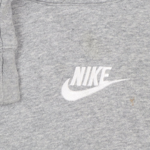 Nike Women Grey Pullover Hoodie Size M Logo Embroidered Sweatshirt