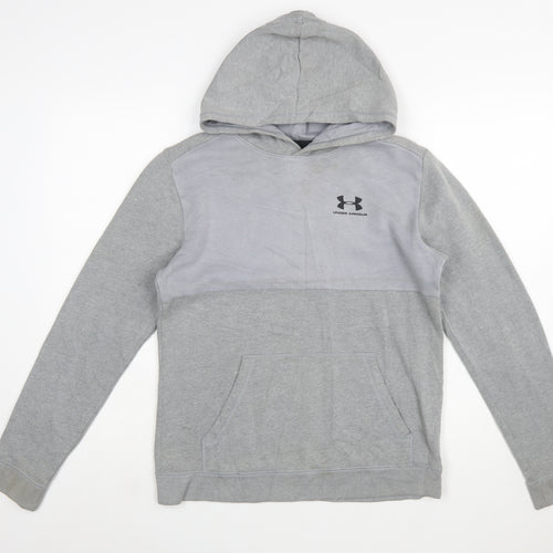 Under Armour Boys Grey XL Pullover Hoodie with Logo ColdGear Fleece