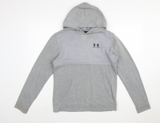Under Armour Boys Grey XL Pullover Hoodie with Logo ColdGear Fleece