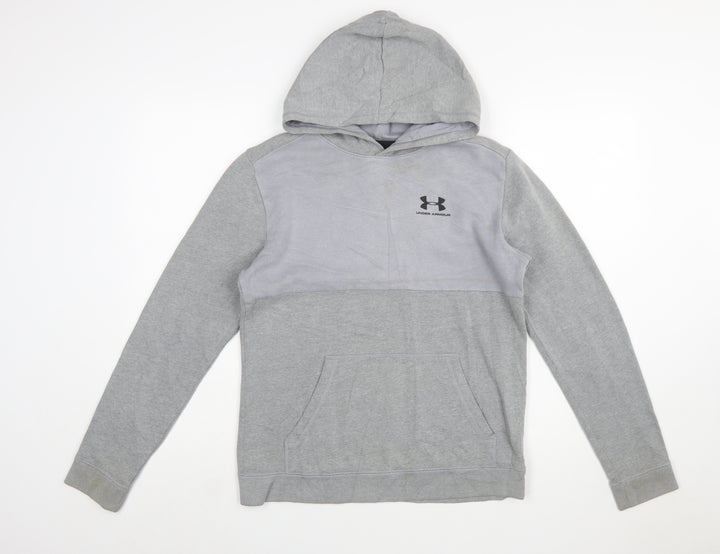Under Armour Boys Grey XL Pullover Hoodie with Logo ColdGear Fleece