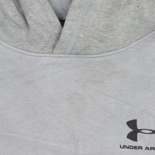 Under Armour Boys Grey XL Pullover Hoodie with Logo ColdGear Fleece