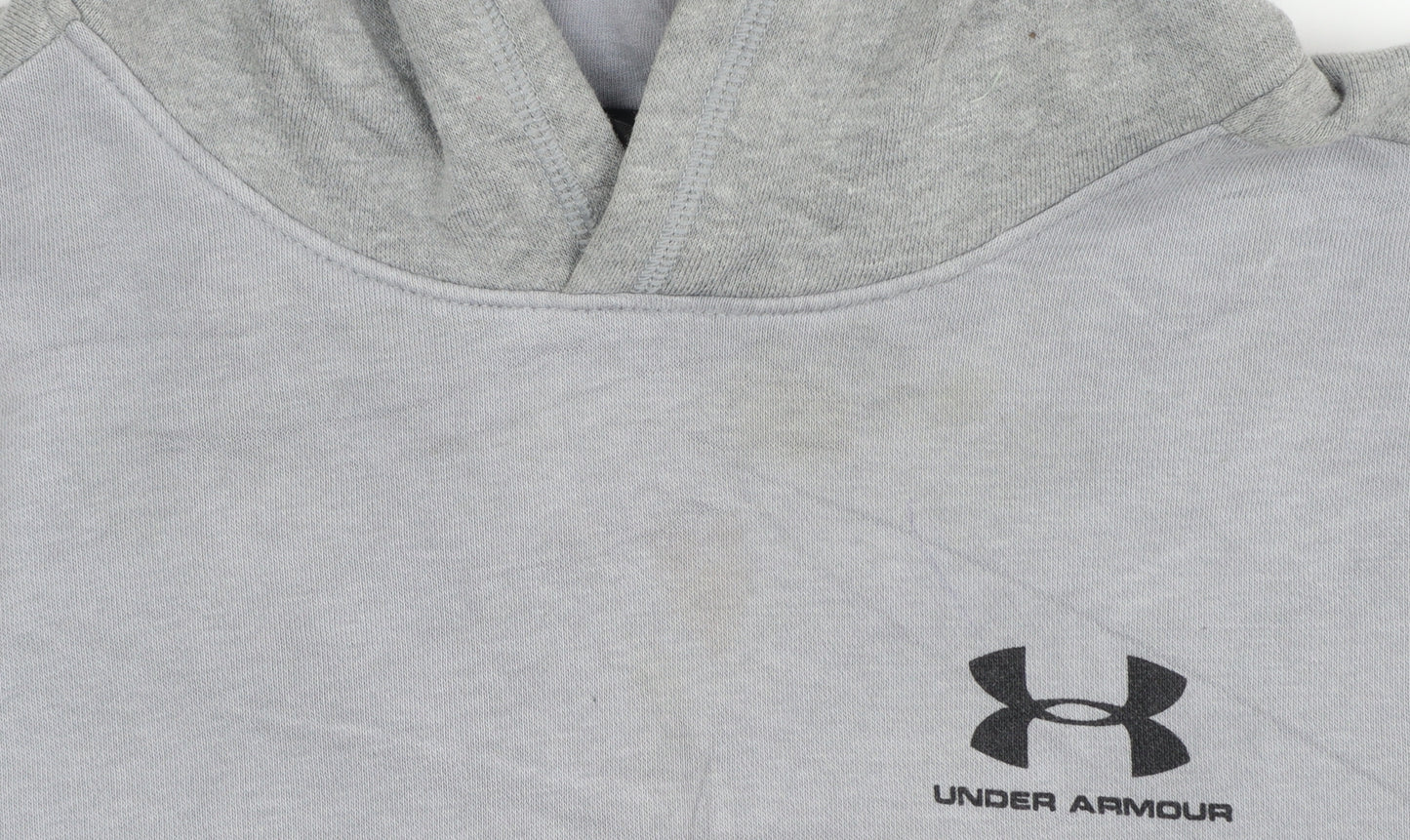 Under Armour Boys Grey XL Pullover Hoodie with Logo ColdGear Fleece