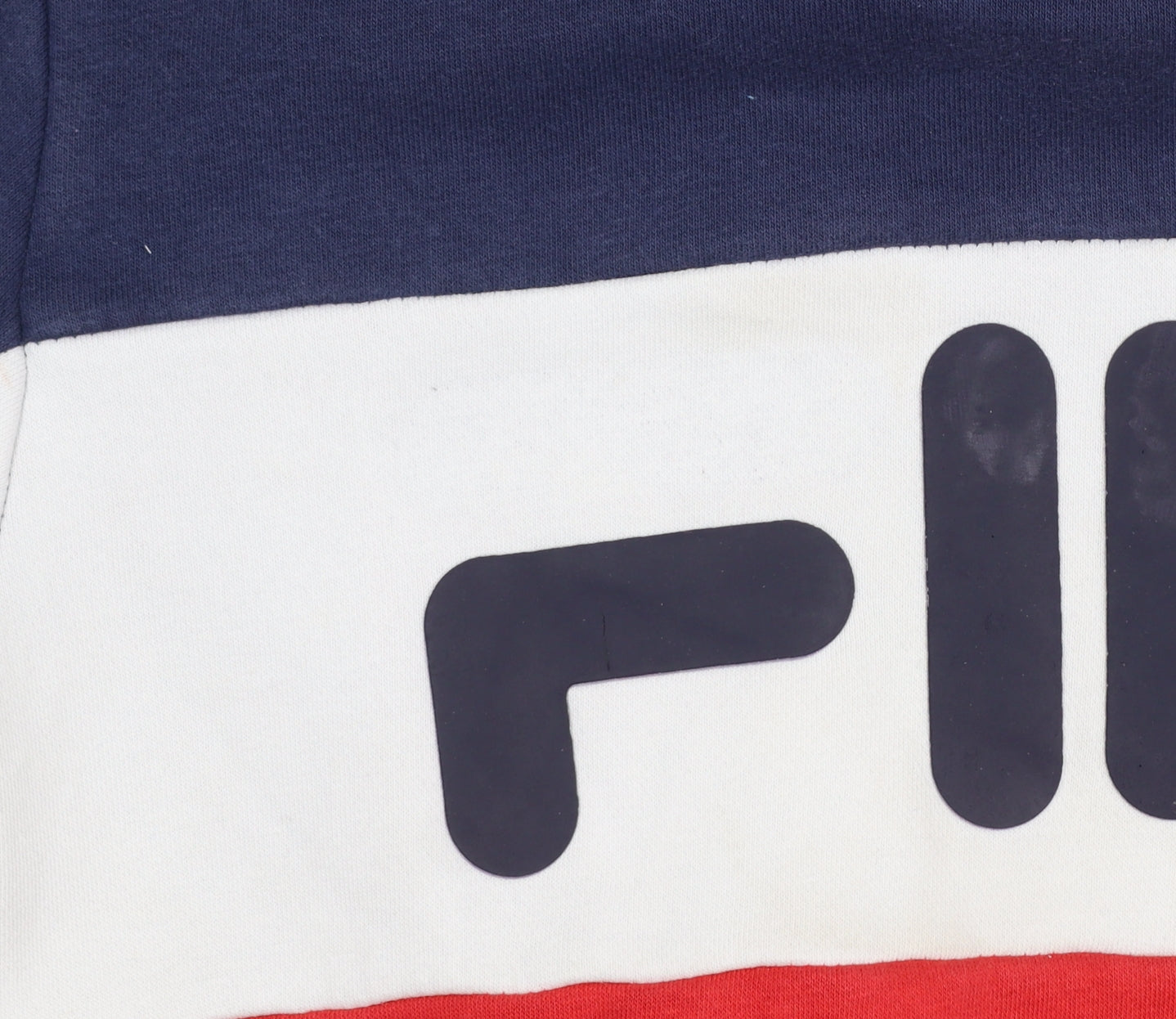 FILA Boys Blue Red White Pullover Hoodie 13-15 Years Colourblock Cotton Blend