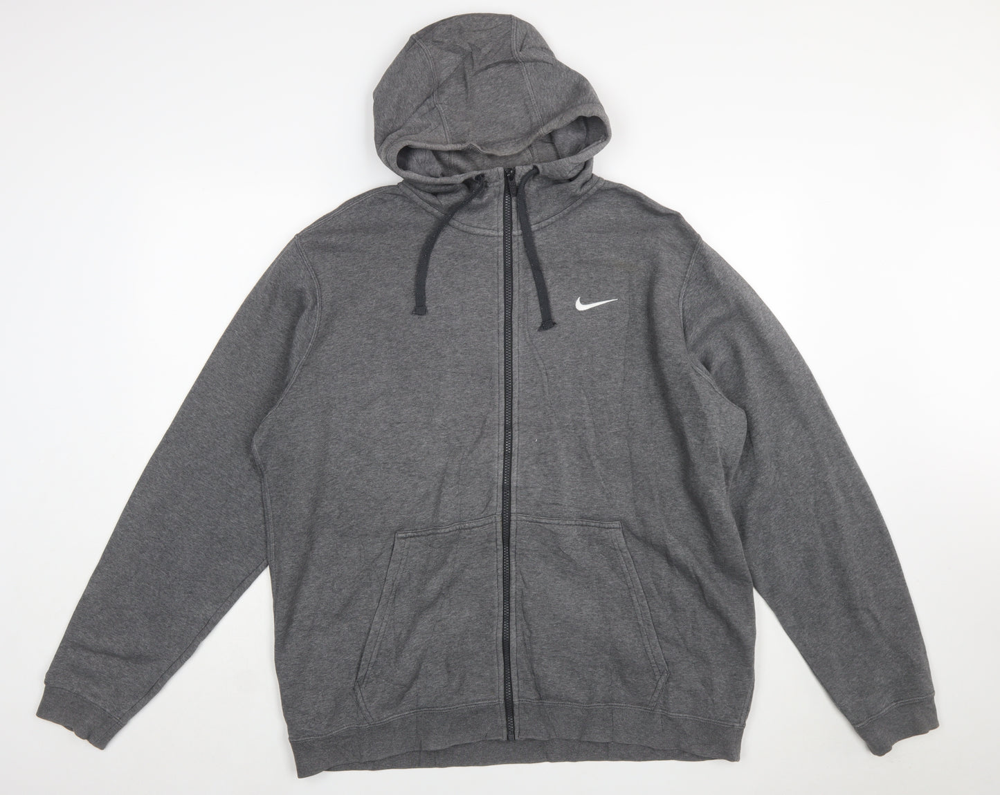 Nike Men's Grey XL Full Zip Hoodie Sweatshirt with Logo