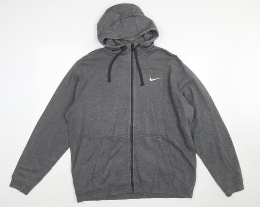 Nike Men's Grey XL Full Zip Hoodie Sweatshirt with Logo