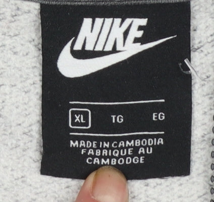 Nike Men's Grey XL Full Zip Hoodie Sweatshirt with Logo
