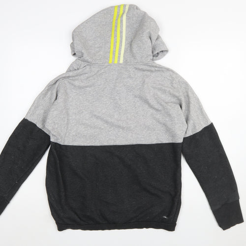 Adidas Womens Grey Black Full Zip Hoodie Size M 12-14 Colourblock