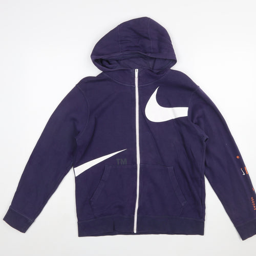 Nike Boys Purple Full Zip Hoodie Size XL 158-170cm Cotton Blend