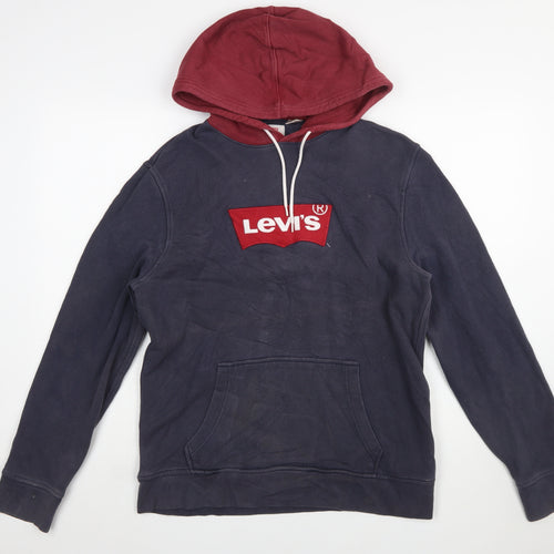 Levi's Men's Blue Pullover Hoodie M Logo Fleece Sweatshirt
