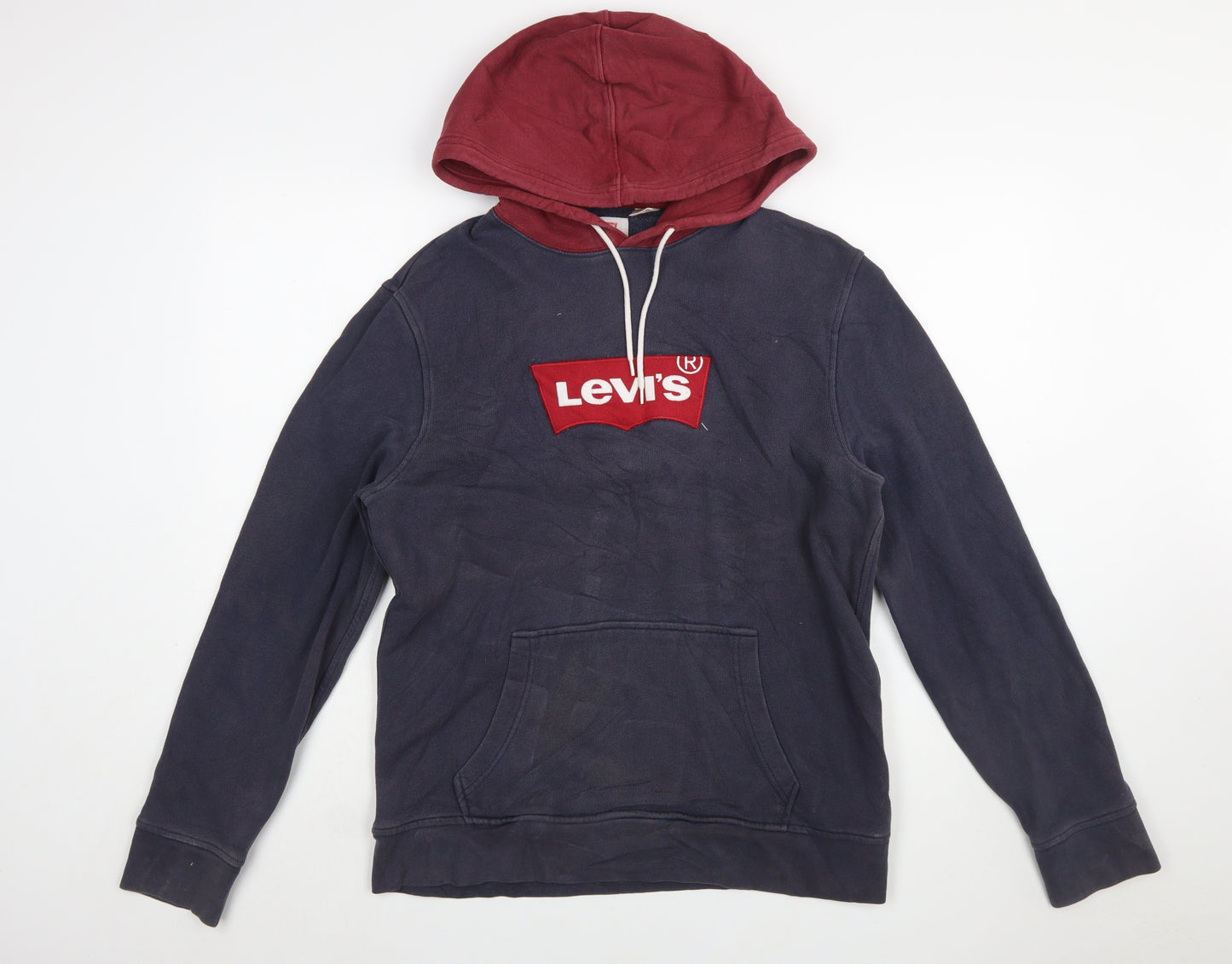 Levi's Men's Blue Pullover Hoodie M Logo Fleece Sweatshirt