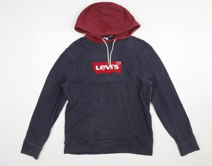 Levi's Men's Blue Pullover Hoodie M Logo Fleece Sweatshirt
