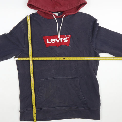 Levi's Men's Blue Pullover Hoodie M Logo Fleece Sweatshirt