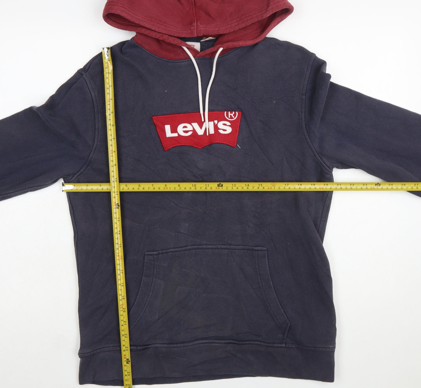Levi's Men's Blue Pullover Hoodie M Logo Fleece Sweatshirt