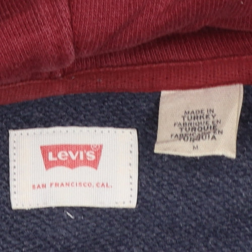 Levi's Men's Blue Pullover Hoodie M Logo Fleece Sweatshirt
