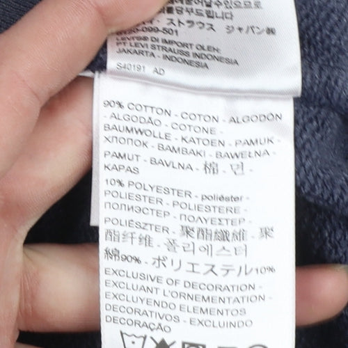 Levi's Men's Blue Pullover Hoodie M Logo Fleece Sweatshirt