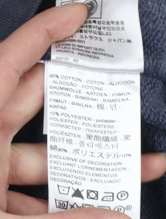 Levi's Men's Blue Pullover Hoodie M Logo Fleece Sweatshirt