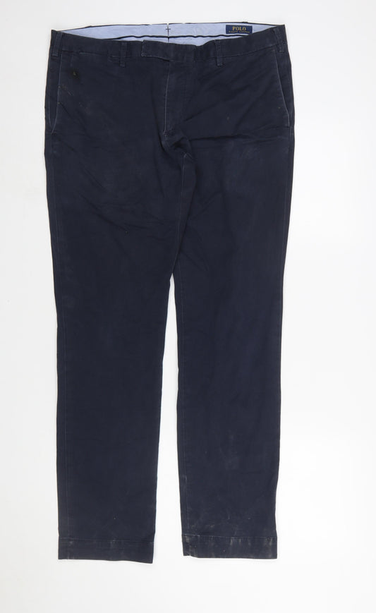 Polo Ralph Lauren Men's Blue Slim Fit Stretch Chino Trousers 36/32