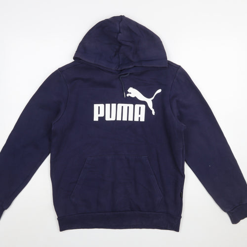 Puma Men's Blue Pullover Hoodie S Regular Fit Logo Sportswear