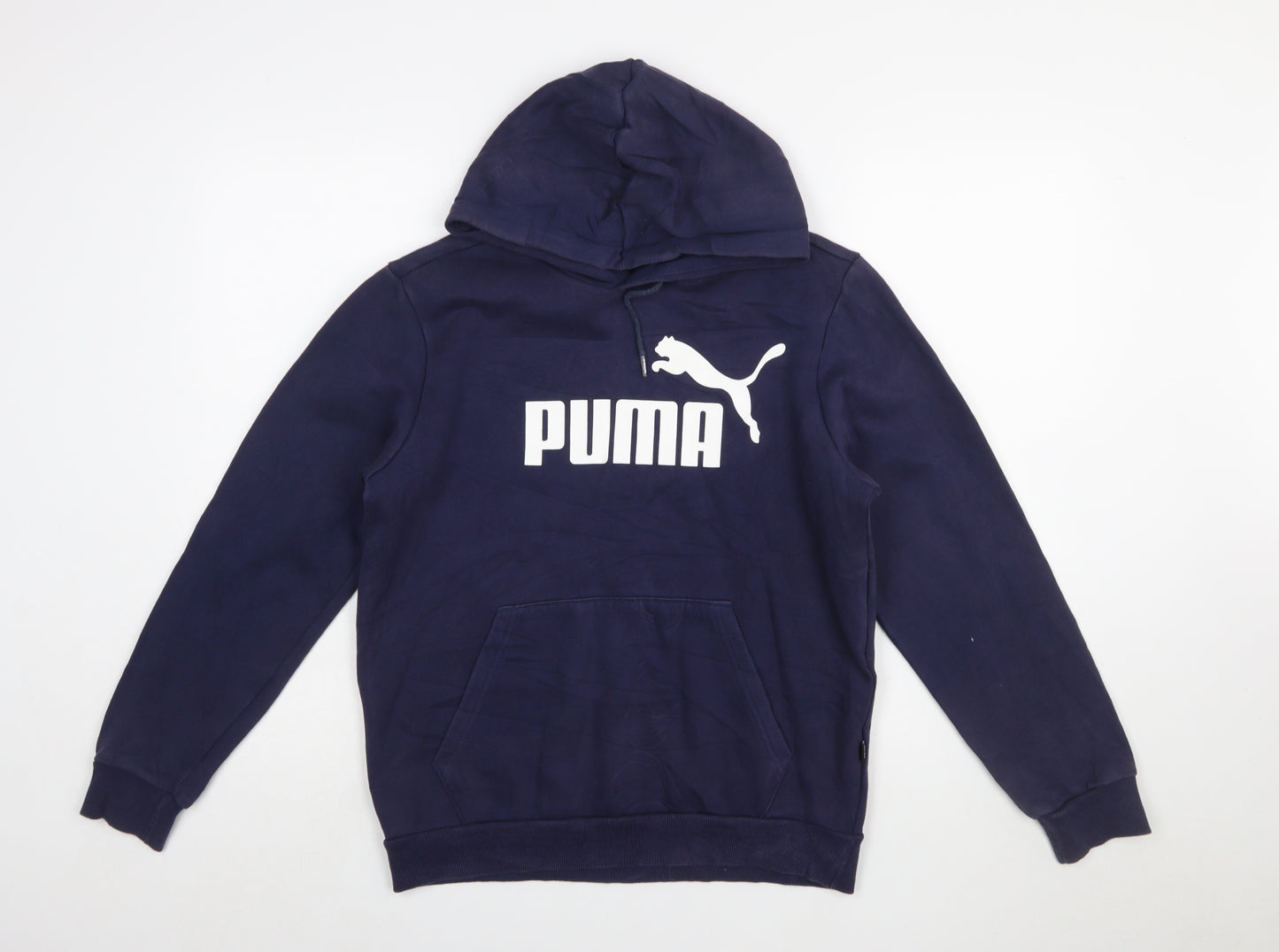 Puma Men's Blue Pullover Hoodie S Regular Fit Logo Sportswear