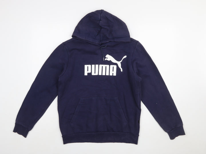 Puma Men's Blue Pullover Hoodie S Regular Fit Logo Sportswear