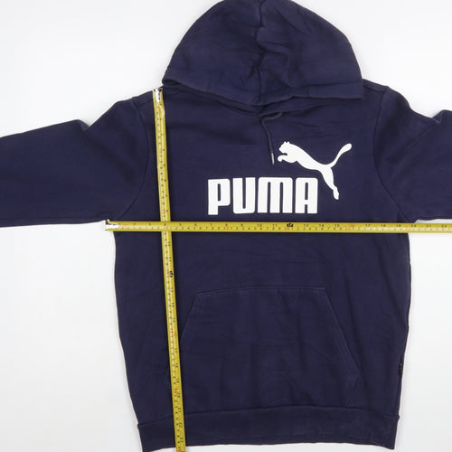 Puma Men's Blue Pullover Hoodie S Regular Fit Logo Sportswear