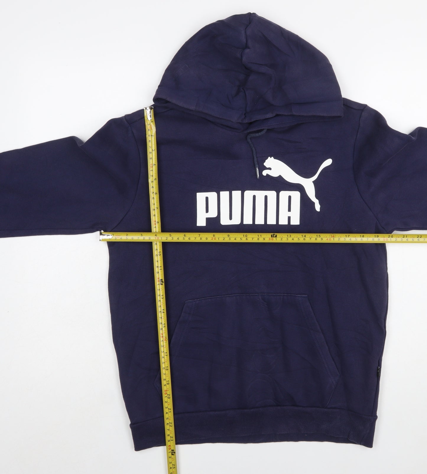 Puma Men's Blue Pullover Hoodie S Regular Fit Logo Sportswear