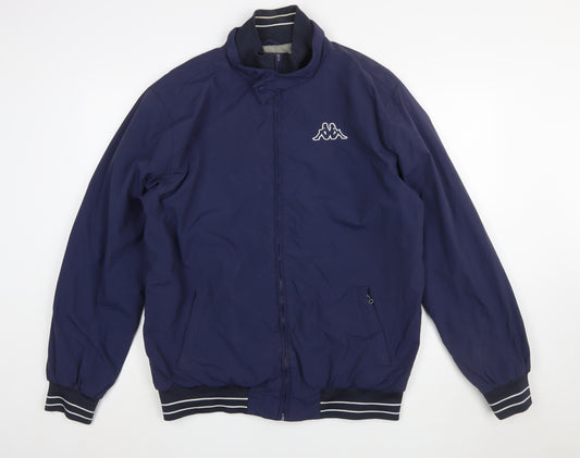 Kappa Men's Blue 2XL Bomber Jacket Full Zip Nylon Sports Style