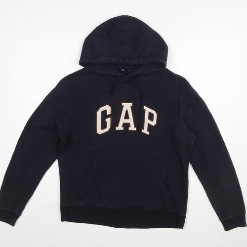 GAP Womens Black XS Pullover Hoodie Cotton Blend Logo Design