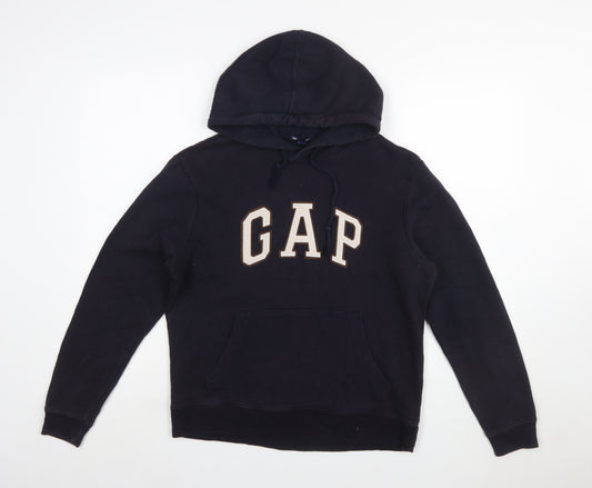 GAP Womens Black XS Pullover Hoodie Cotton Blend Logo Design