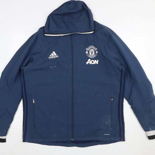 Adidas Men’s Blue Manchester United Hooded Windbreaker Jacket XL